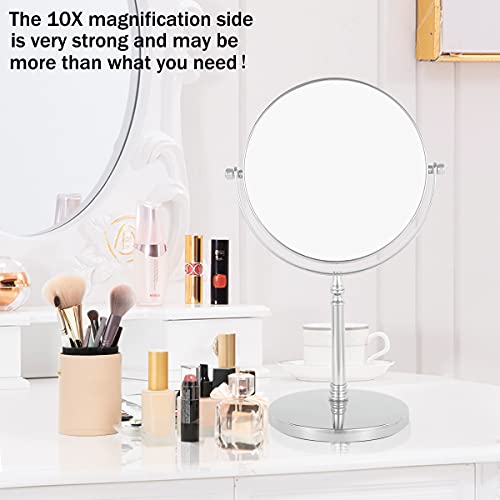 Taokey 8Inch 10X Magnifying Mirror, Double Sided Makeup Mirror On Round Stand For Tabletop, Bedroom Vanity Desk And Bathroom Counter - Free Standing Double Sided 10X/1X Magnification Mirror. #TOP5