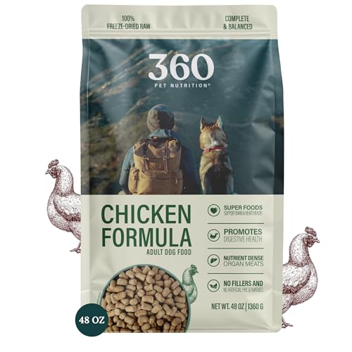 360 Pet Nutrition Freeze-Dried Raw Dog Food – Chicken Recipe with...