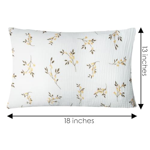 Image of Organic Cotton Muslin Mini Pillowcases with Envelope Design,2 Pack Ultra Breathable Kids Toddler Pillowcases for Boys and Girls- 13 x 18 inches (Floret)