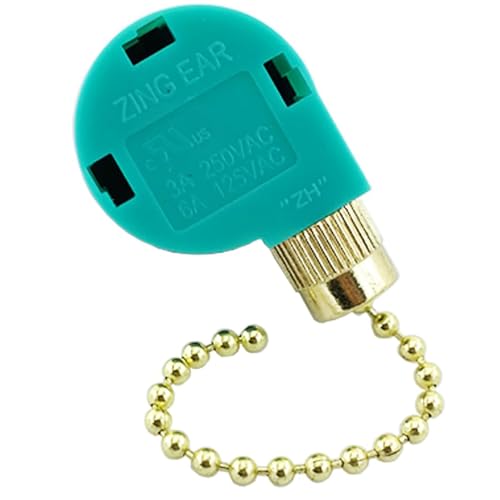 Image of Ceiling Fan Pull Chain Switch 3 Speed 4 Wire Zing Ear ZE-268S6 Ceiling Fan Pull Chain Cord Switch Replacement for Ceiling Fans,Wall Lamps,Cabinet Light (Golden Pull Chain)