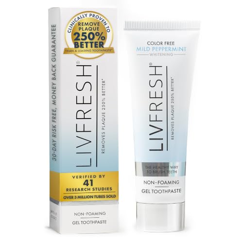 Image of LIVFRESH Toothpaste Gel, Clinically Proven to Remove Plaque 250% Better, Does Not Irritate Gums, Reduces Tartar Buildup, Mild Peppermint
