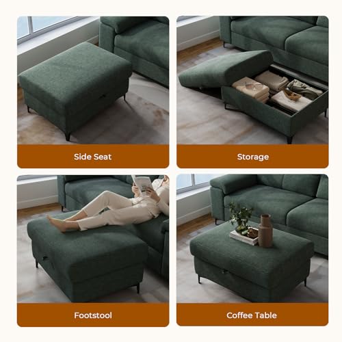Image of Upvilla 35 inch Large Storage Ottoman Deep Seat Sofa for Living Room (Green)