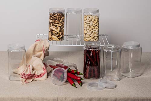 Silicook Clear Plastic Jar, Set of 3-30oz, Square Shaped, Transparent, Food Storage Container, Kitchen & Household Organization for Dry goods, Spices, Vegetables, Ingredients and More