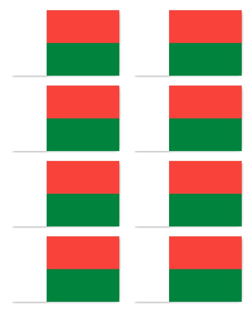 Pegatinas: 100 x 60 mm, 8 unidades – Bandera – Madagascar – MG – para coche, maleta, portátil y más