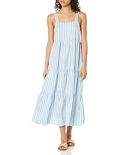 The Drop Women's Britt Tiered Maxi Tent Dress, Blue Bell Stripe, M