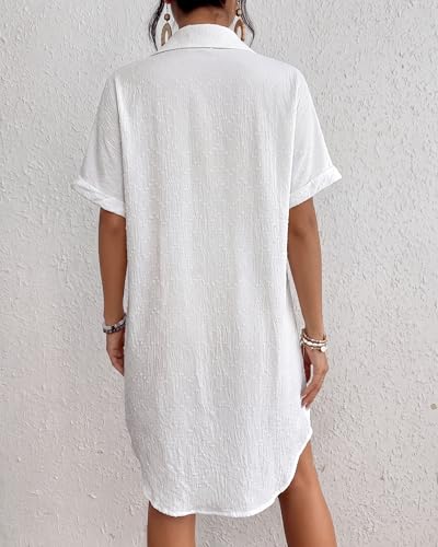 Image of Bsubseach Women Swimsuit Coverup Shirt Dress Button Down Bathing Suit Cover Up Beach Vacation Outfits