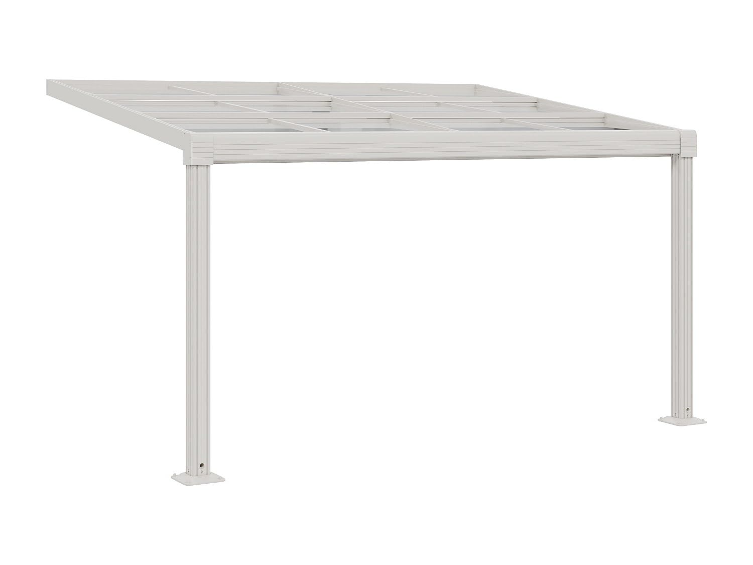 Vente-unique - Pergola adossée en Aluminium avec Toit Coulissant - 12 m² - Blanc - IZEDA