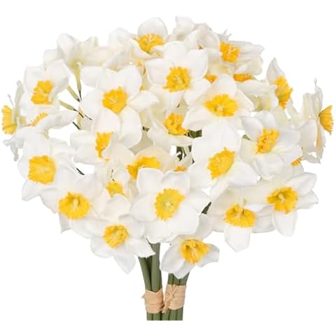 Briful 12 Stems Daffodils Artificial Flowers Cover