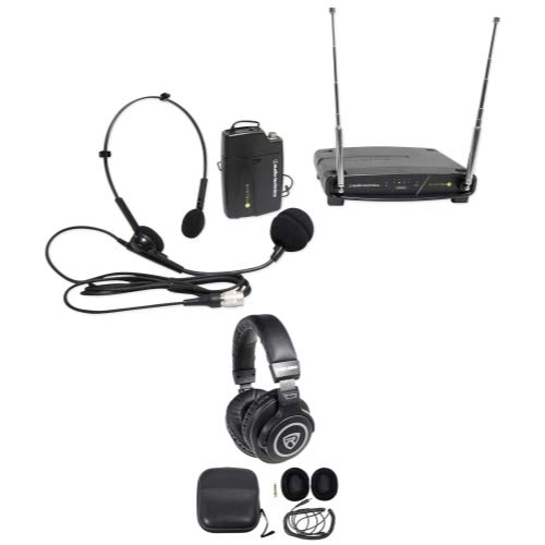 Audio-Technica ATW-901a/H Wireless Headset Microphone Mic + Samson Headphones