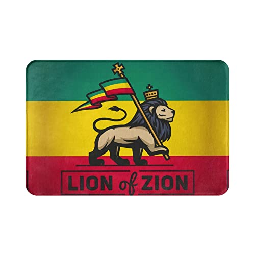 456 Felpudo De Baño León De Judá con Una Bandera Rastafari Rey De Sión Felpudo para Puerta...