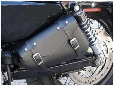 Borsa Laterale in Pelle Nera per Harley Davidson Sportster XL 883 1200 48 72 Nightster Iron Custom Low SuperLow Roadster Forty Eight - Porta Attrezzi Chiavi Documenti per Telaio Triangolare Lato Sinis