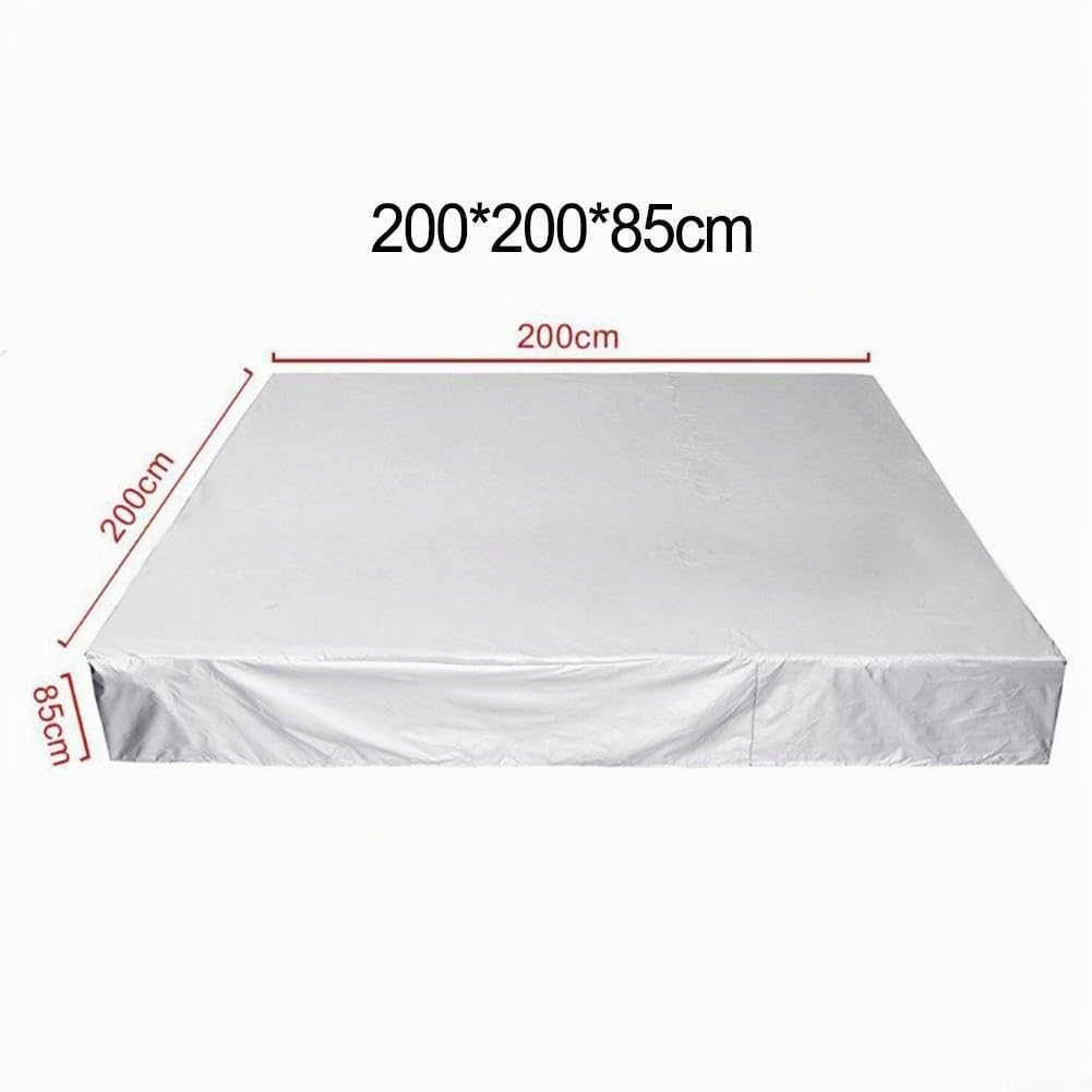 Grande housse de protection carrée en tissu Oxford 210D imperméable à isolation thermique pour spa (200 x 200 x 85 cm)