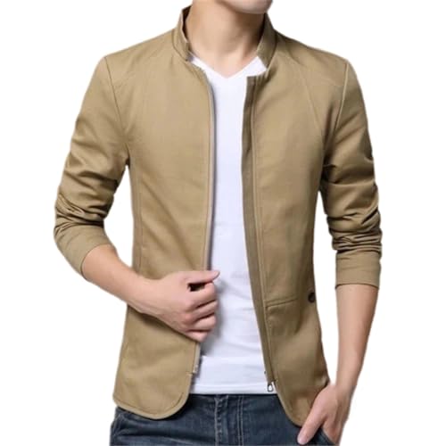 Men's Slim Fit Business Casual Jacket Standing Collar Coat Plus Size Solid Outerwear