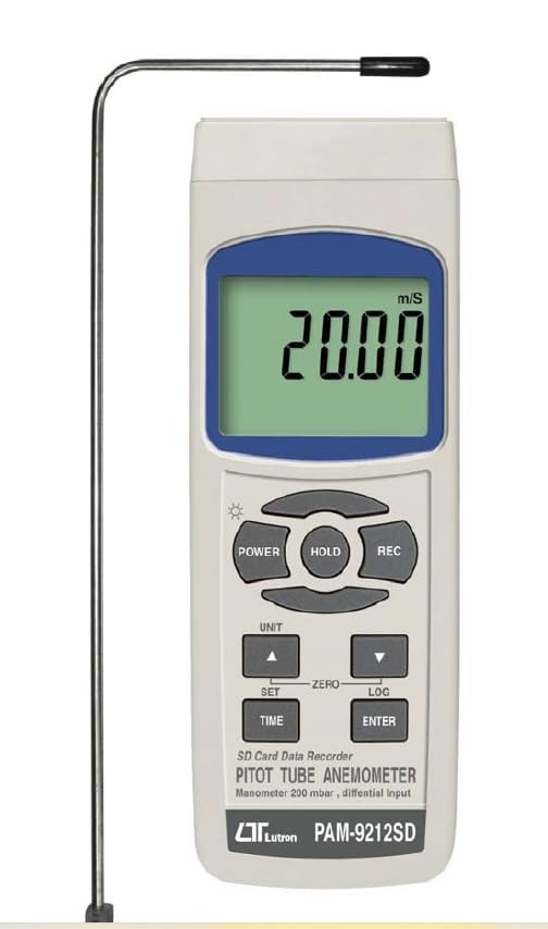 Digital Pitot Tube Anemometer with Differential Manometer for Industrial, Laboratory Model: PAM-9212SD.