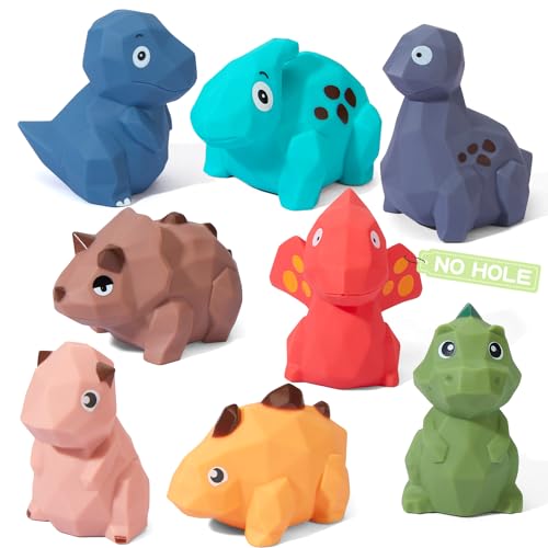 Image of Mold Free Bath Toys for Babies 6-12 Months 8 Pack No Holes Dinosaur Bath Toys for Kids Ages 1-3 Safe and Non Toxic Bathtub Pool Floating Toys Christmas Baby Gifts