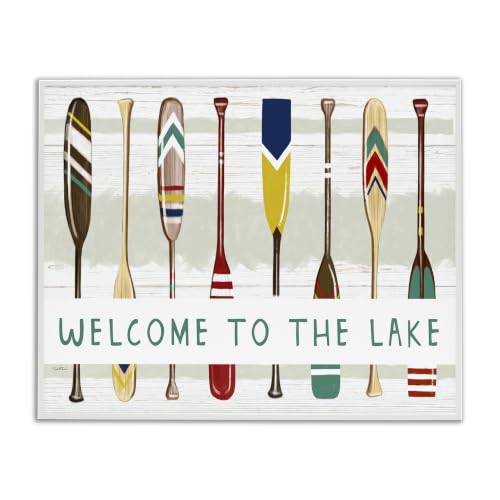 Lake House Welcome Boat Paddles, 11 x 14 Inch Framed Giclée Print