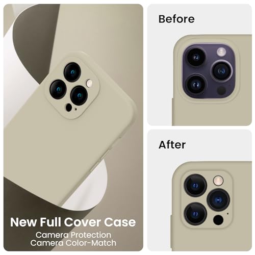 Image of FireNova Designed for iPhone 14 Pro Max Case, Silicone Upgraded [Camera Protection] Case, Soft Anti-Scratch Microfiber Lining Inside, 6.7 inch, Khaki