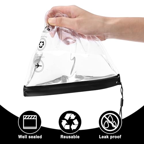 Zeawavsl Transparent Kulturtasche, Flugzeug-FlüSsigkeitsbeutel – 4 StüCk, 20 X 20 cm, TSA-Zertifiziert, Wasserdicht Und Auslaufsicher, Mit Griffen, ReisezubehöR FüR HandgepäCk, Flugreisen (4)