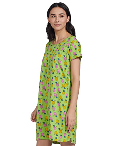 Image of Longies Women's Knee Length Knit Cotton Nighty Regular Nightgown (LGLKNWWV001 Lime Green013 2XL)
