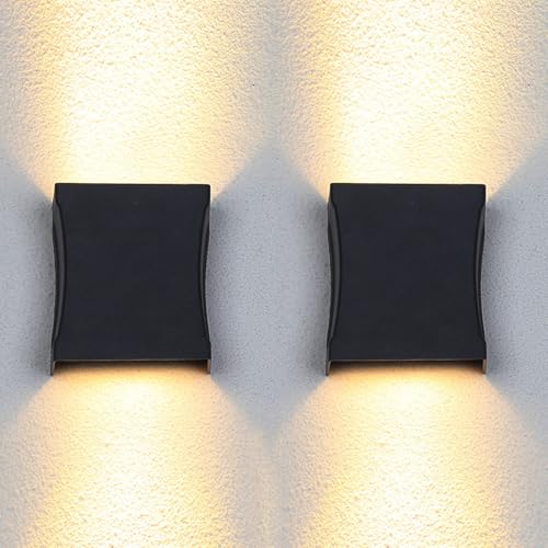 Applique extérieure LED 3000k cylindre noir moderne de garage 2 pcks