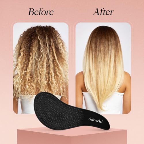 Image of Kitsch Detangle Brush - Gentle Curly Hair Brush All Hair Types - Black | Flexible Bristles for All Hair Types - Dry or Wet Detangling Hair Brush for Women & Men, Detangle Brush for Adults & Kids