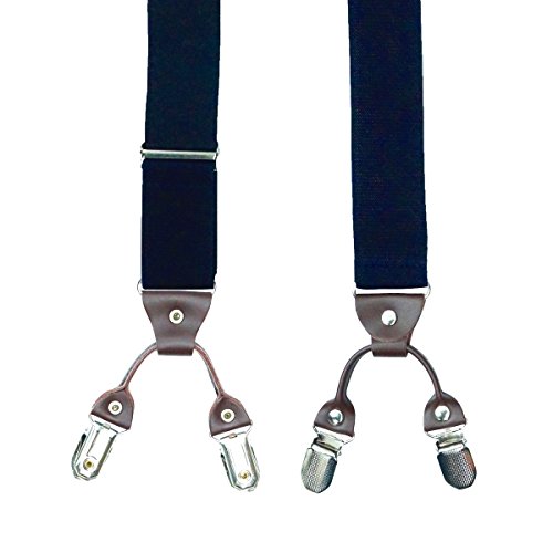 Image of The Tie Hub Suspenders for Men | Slim Clip-On Y-Back Elastic Braces | Adjustable 1.25 Inch | Formal Wedding Office