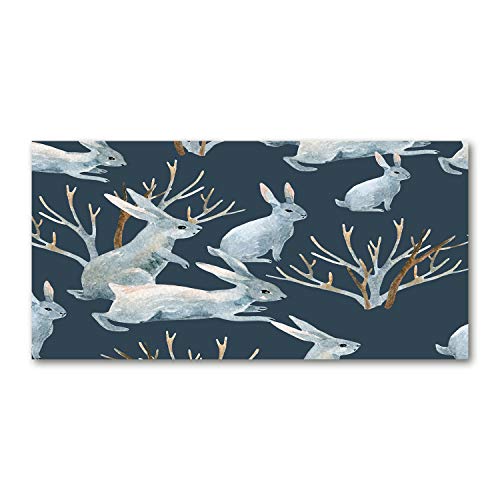 Crédence de cuisine en verre trempé 100x50cm Tulup fond de hotte bleu lapins en hiver