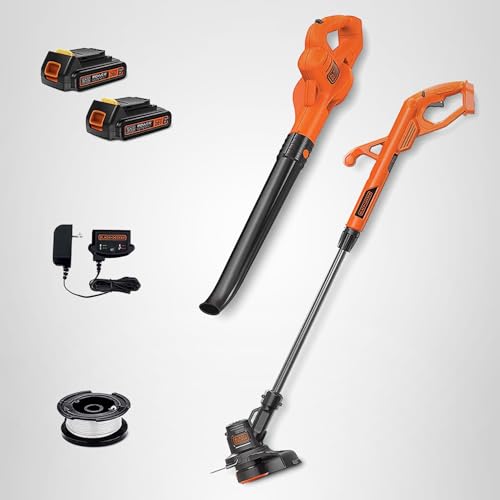 BLACK+DECKER 20V MAX Weed Eater, Edger and Sweeper Combo, Includes 2 Batteries and Charger, Cordless Electric Weed Wacker and 130 Mph Hard Surface Leaf Blower, 10 in. (LCC222) - Image 10