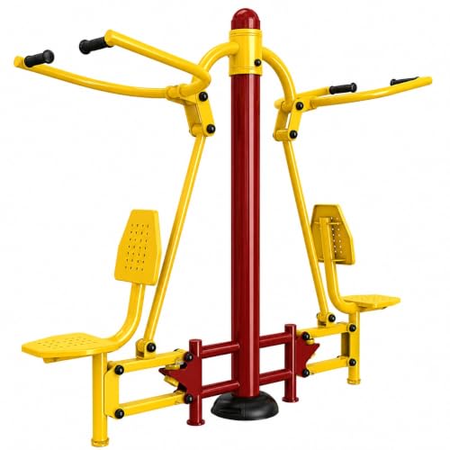 Image of Heavy Duty Outdoor Gym Double LAT Pull Down Machine - 2 Person Open Air Back & Shoulder Workout Fitness Equipment for Public Parks, Societies, Gardens & Playgrounds