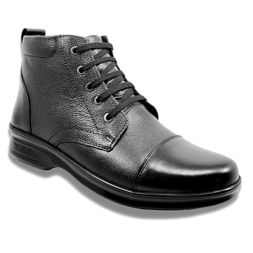 Image of Zoom Shoes A1161 Men's Genuine Leather High Ankle Boots | Stylish Lace-Up Design | Cushioned Insole for Comfort | Durable & Trendy for Everyday Wear