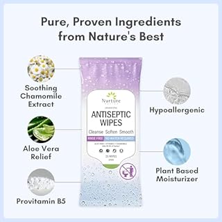Nurture XL Antibacterial Body & Hand Sanitizing Wipes | Alcohol-Free Antiseptic Wet Towelettes for Germ Removal, Disinfecting Skin, Sanitizing Hands |Cleaning Cloths | Adults & Baby | Thick & Strong