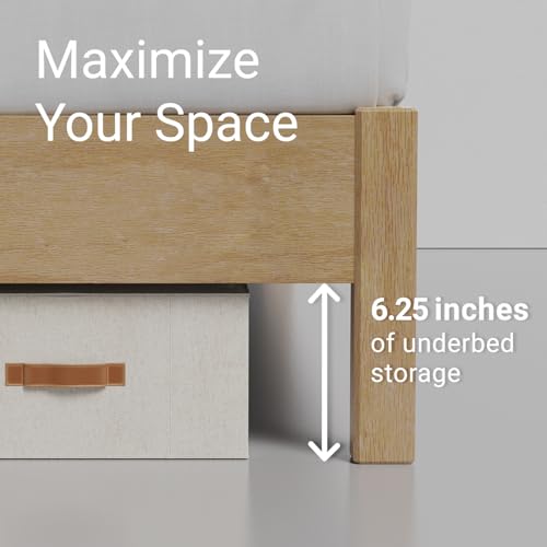 Image of LIFEMENT Full Bed Frame Signature Wood Platform, Noise Free, Under Bed Storage, No Box Spring Needed, Easy Assembly, Natural