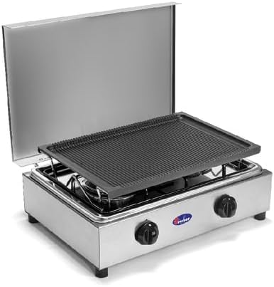 CF Parker Gas Stove, Steel, Two Burners, Gas, 50 mbar, 36 x 45 x 15 cm, for Indoor Use