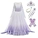 Produktbild Kosplay ELSA Kleid Eiskönigin 2 Prinzessin Kostüm Mädchen Schneekönigin Kleid Kinder Verkleidung Karneval Party Cosplay Fasching Halloween Weihnachtsfeier Kostüm 3-11 Jahre