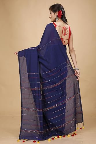 Image of Women's Traditional Bengal Handloom Soft Cotton Khesh Saree