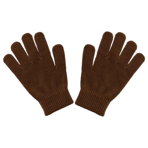 Ladies Gloves Magic Knit Gloves for Women Solid Brown One Size