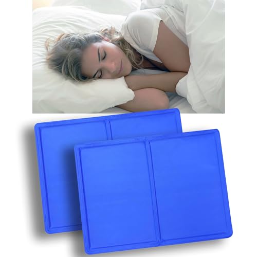 ShopHut 2-Pack Cooling Pillow Pads with Magic Gel Cushion can be Placed on Pillows Mattress Under The feet for Headache Fever Night Sweats and Cool Pillows for Sleeping Large [40 x 30 cm]
