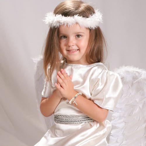 Image of BAYLAY First Communion Gifts for Girls, Cross Bracelet for Teen Girl First Communion Bracelet for Girls Pearl Letter Initial Charm Bracelet First Holy Communion Gifts for Girl Catholic