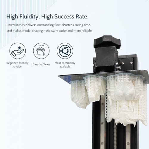 Image of 3D Printer Resin, 16K Upgraded Standard Photopolymer Resin, 405nm Fast UV-Curing Low Odor High Precision 3D Printing Resin for LCD /DLP /MSLA 3D Printer, 16K White 1000g
