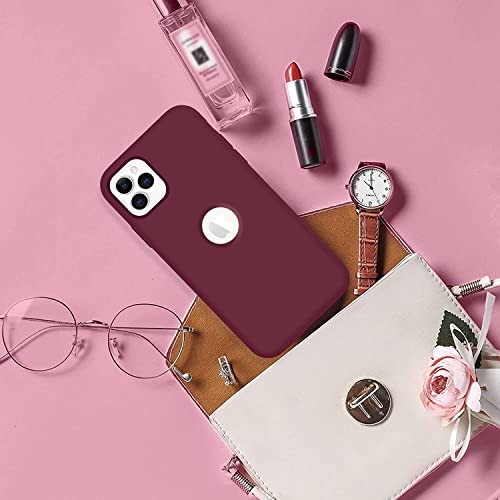 Image of VONZEE Back Cover for iPhone 11 Pro Max Case, Shockproof Slim Camera & Full Body Protection Liquid Silicone TPU Cover with Logo Cut (6.5 Inch) -Wine Red