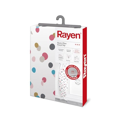 Rayen | Funda Tabla de Planchar Universal | Funda de Planchar Ajuste EasyClip | 2 capas: Espuma y tejido 100% Algodón | Gama Basic Plus | Medida: 130 x 47 cm | Estampado