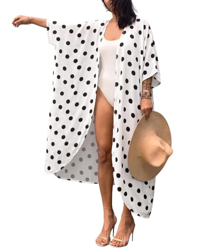 Image of Bsubseach Stylish Tie Dye Open Front Long Kimono Swimsuit Coverup for Women