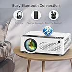 TMY Mini Projector, Upgraded Bluetooth Projector with Screen, 1080P Full HD Portable Projector, Movie Projector Compatible with TV Stick Smartphone/HDMI/USB, indoor & outdoor use - Image 3