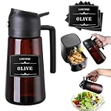 LAKUMIQI 2-in-1 Glass Oil Dispenser & Sprayer - 16oz/470ml Leakproof Bottle for Cooking, Air Fryer, BBQ, Baking, Salad