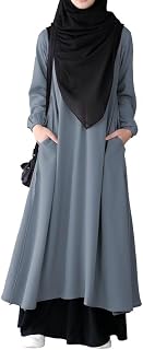 Muslim Closet Two Pieces Abaya Dress with Elasticated Sleeves made with Nida Matte Fabric - Knee length Burqa for Women an... Price In India