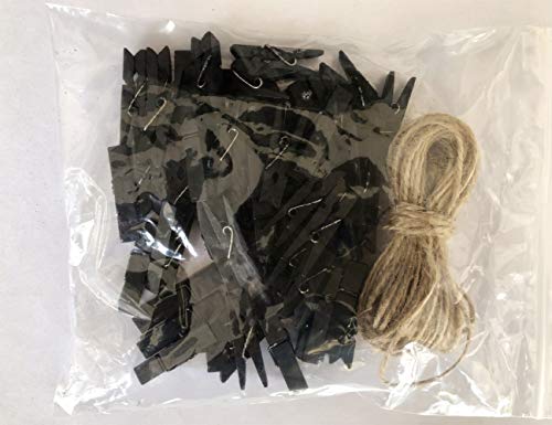 Durreus Wood Clothespins To Hang Photos School Projects 2 Inch Clothes Clips With Jute Twine Black Pack 50 #TOP1