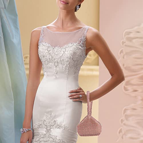 Ele Eleoption Women Rose Gold Clutch Purse Bling Evening Bag Triangle Women's Wedding Purse For Party Cocktail Mini Size #TOP3