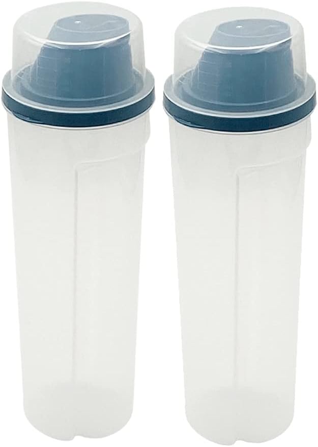 Kitchen Jars Plastic Storage Box Kitchen Food Grains Cereal Containers Tall Food Storage Spaghetti Noodle/Pasta Container with Scale Lid Useful Container Set (Color : 2pcs Blue)