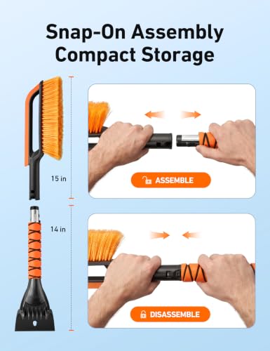 AstroAI 27" Snow Brush and Ice Scrapers for Car Windshield, Snow Removal | Silicone Squeegee, Detachable, Scratch-Free, Aluminum Cleaner & Ice Remover, Winter Accessories for Auto Cars, SUVs, Trucks - image 8