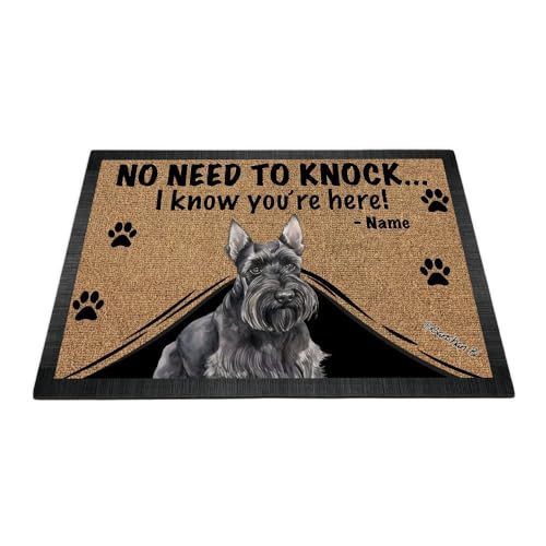 Ganshan Bi Personalized Door Mat with Watercolor Dog Scottish Terrier Welcome Floor Mat No Need to Knock I Know You're Here Gift for Dog Lover 27.5' x 17.7'